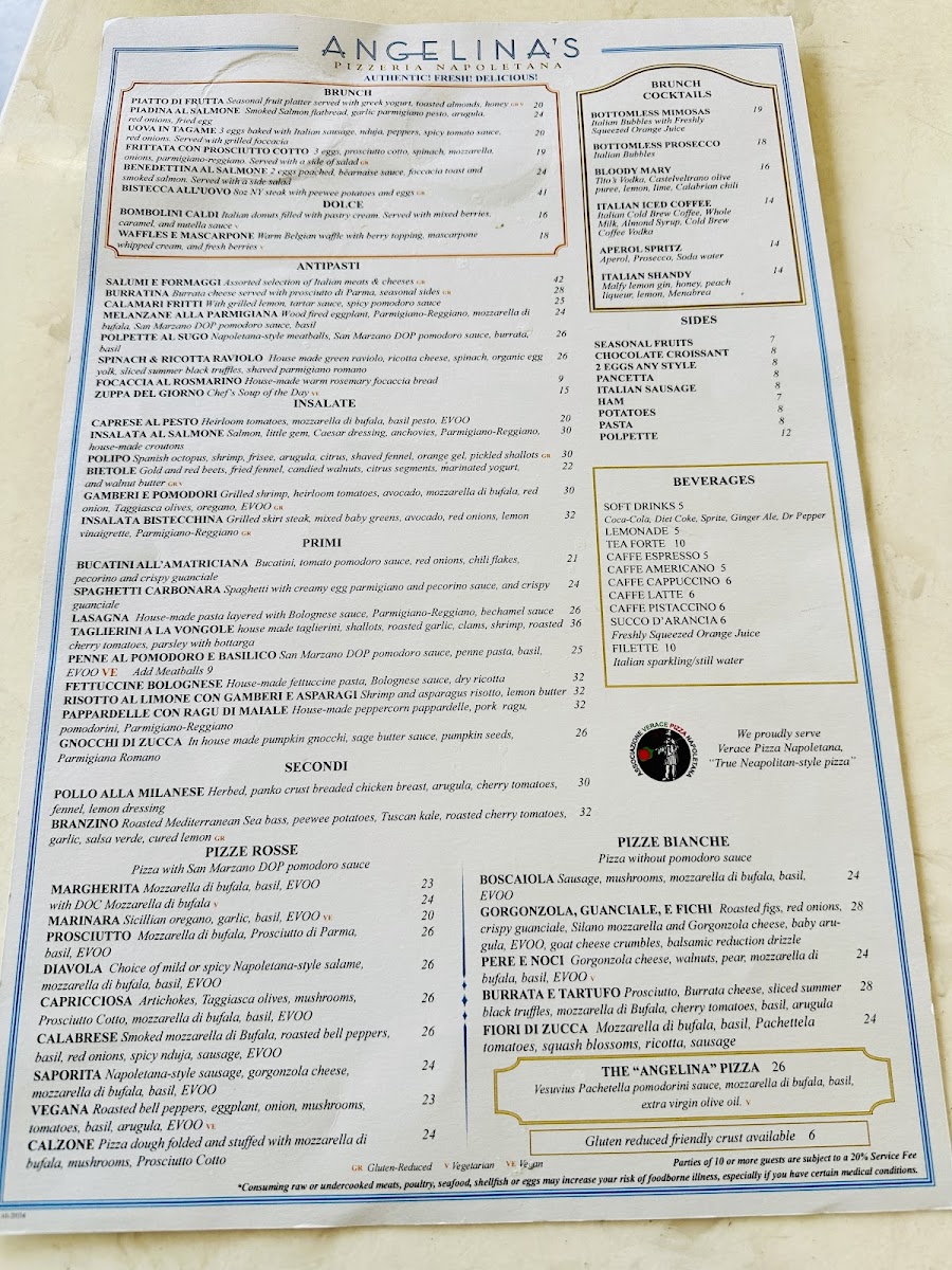 Menu Angelina's Pizzeria Napoletana-1