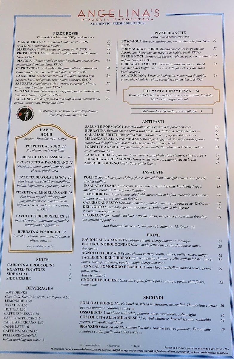 Menu Angelina's Pizzeria Napoletana-10